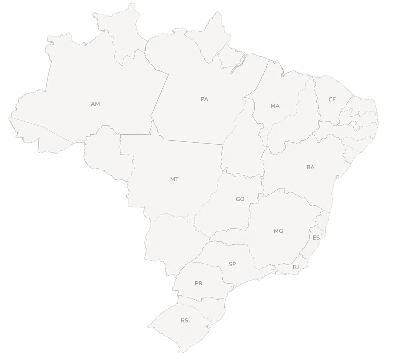 Mapa do Brasil com marcadores indicando os territórios de atuação do Grupo Asas